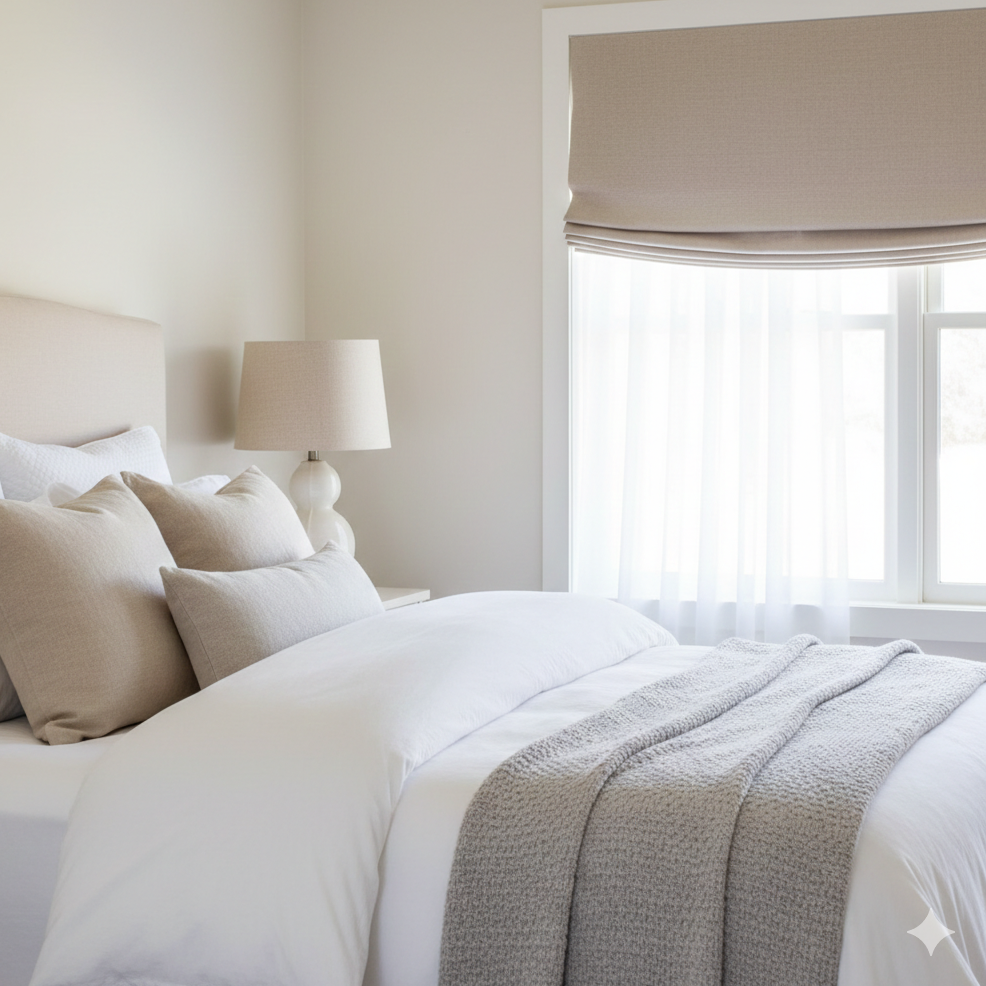 Natural Linen Relaxed Roman Shade/CL1010 - Classic & Modern Home