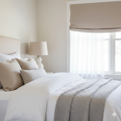 Natural Linen Relaxed Roman Shade/CL1010 - Classic & Modern Home