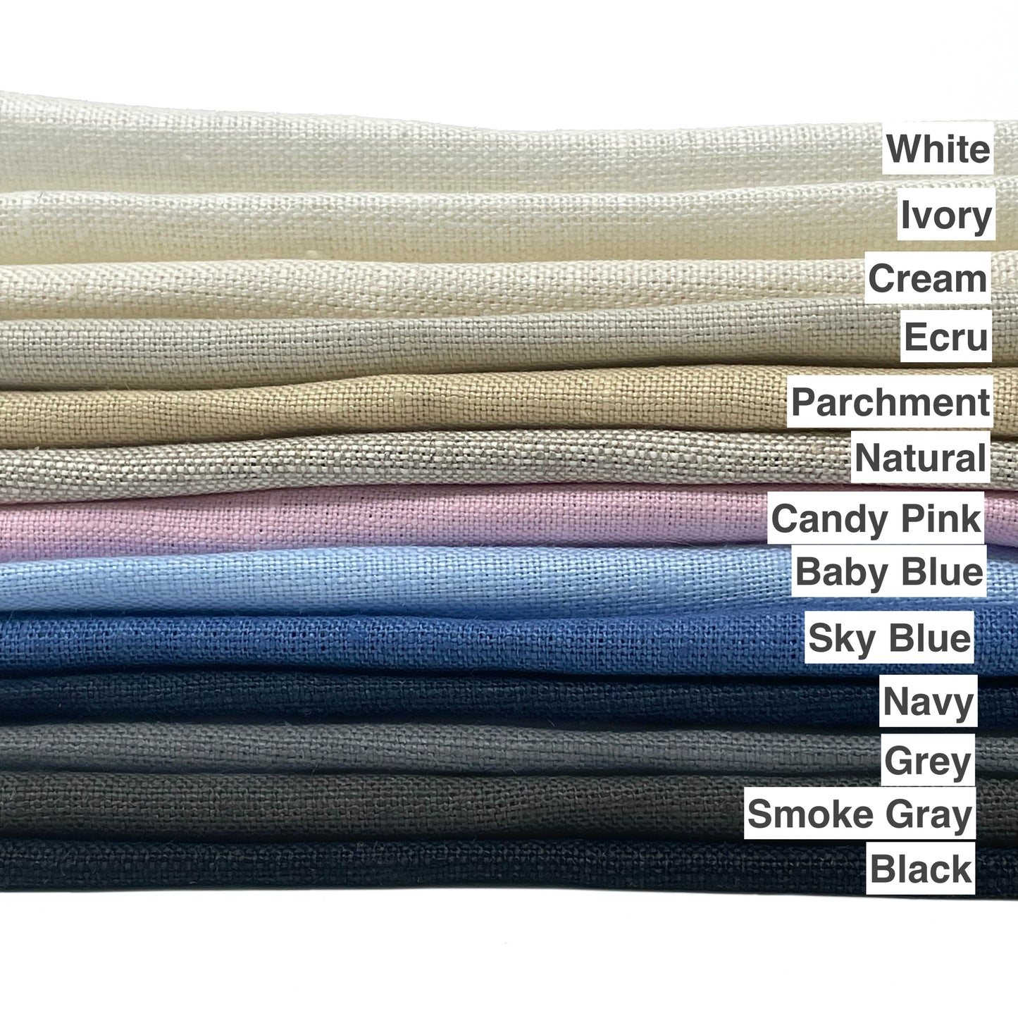 Grey 100% Natural Linen Flat Roman Shades with Banded White Decorative Trims/CL1010 - Classic & Modern Home