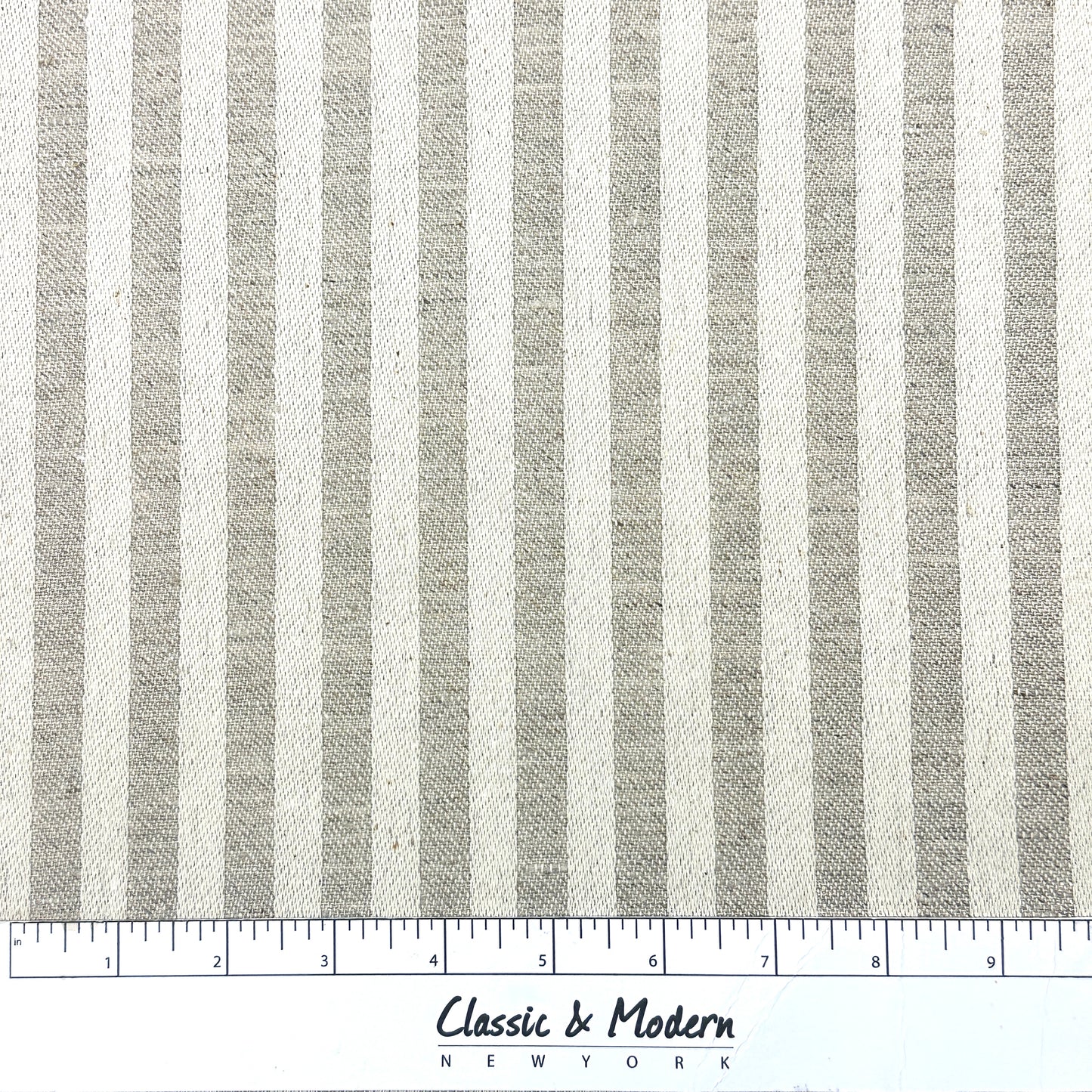 Beige and Tan 100% Striped Linen Flat Roman Shade, CL1115