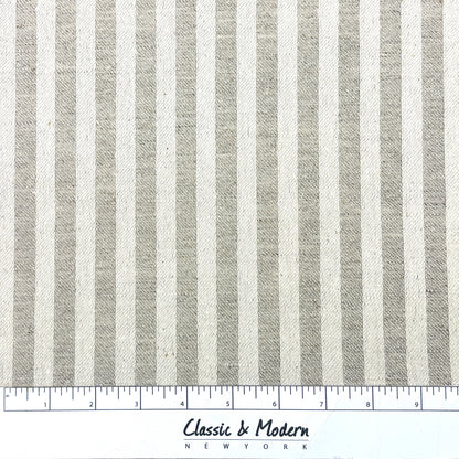 Beige and Tan 100% Striped Linen Flat Roman Shade, CL1115