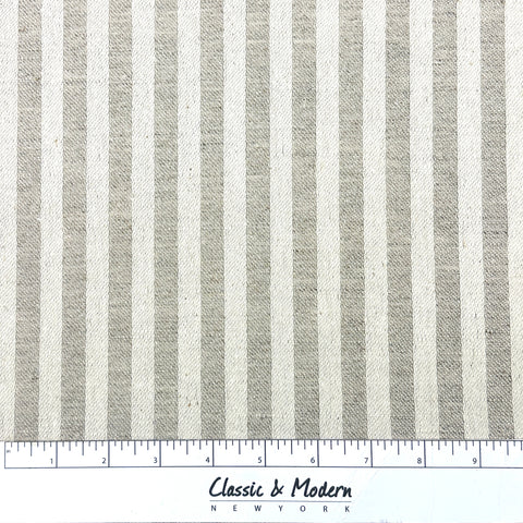 Beige and Ivory Stripe 100% Linen Fabric By The Yard/CL1115