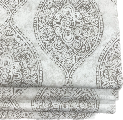 Damask Floral Gray Cotton Duck Flat Roman Shade, CL1201