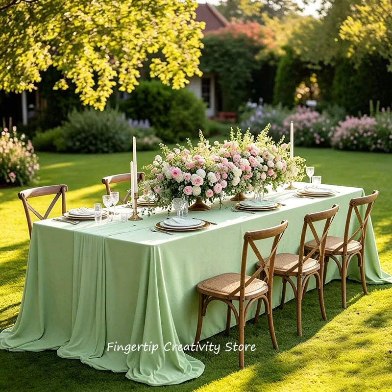 Wrinkle-resistant White Tablecloth,Stretchable Large-size,for Dessert and Tea Break Tables Fits Birthday,Wedding,Engagement