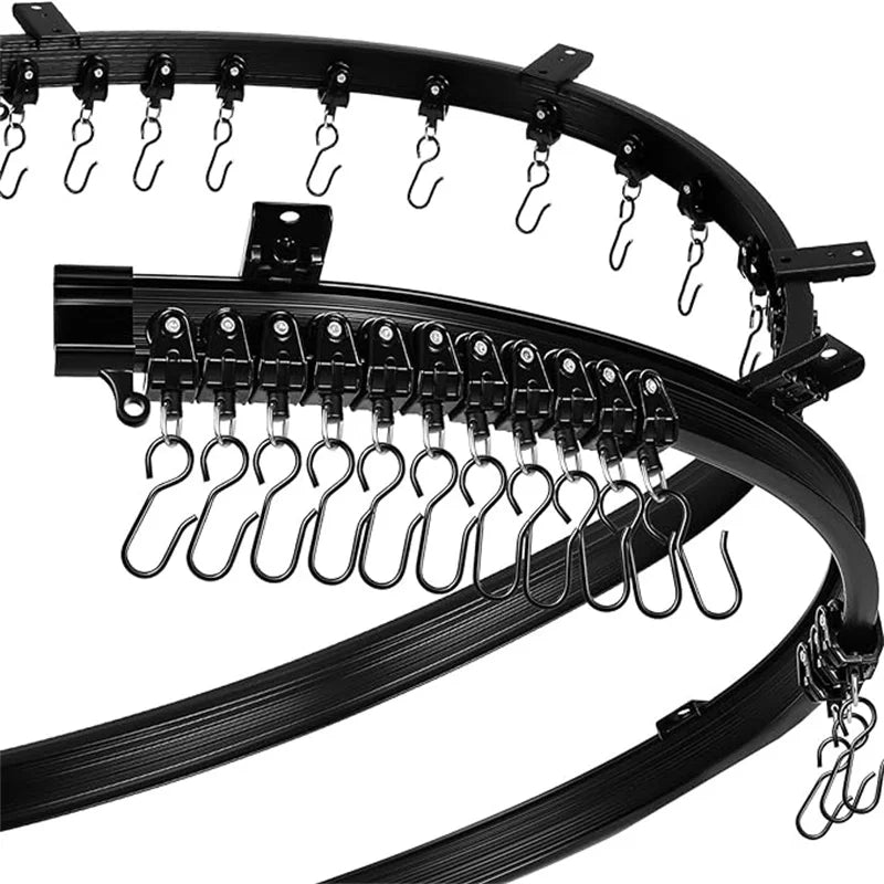 Flexible Bendable Curtain Track, Black Curved Room Divider Rail, CH1016