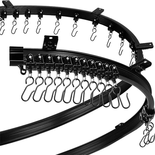 Flexible Bendable Curtain Track, Black Curved Room Divider Rail, CH1016