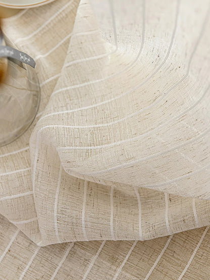 Breezy Neutral Striped Sheer Linen-Blend Drapery | CD1010
