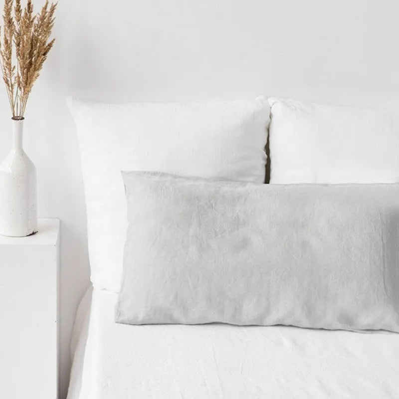 Double Long Pillowcase 100% Pure Linen Pillow Case Euro Sham for Bed, Envelope Cushion Cover Antibacterial Anti-mite