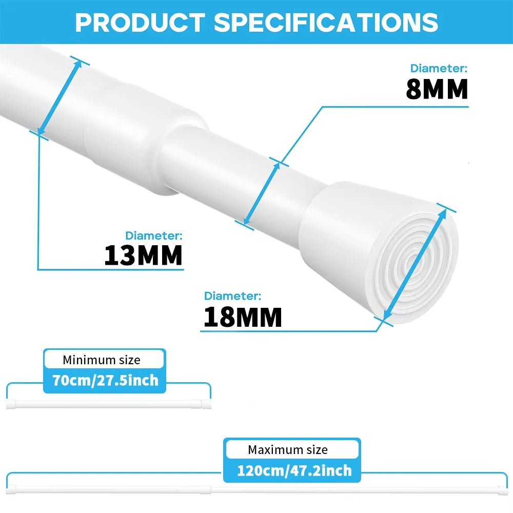 Heavy-Duty Adjustable Black Tension Rod – No-Drill Extendable Curtain Pole | CH1015