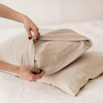 Premium 2-Piece 100% Pure Linen Throw Pillow Covers | Grade A Solid Color Decorative Shams with Hidden Zipper