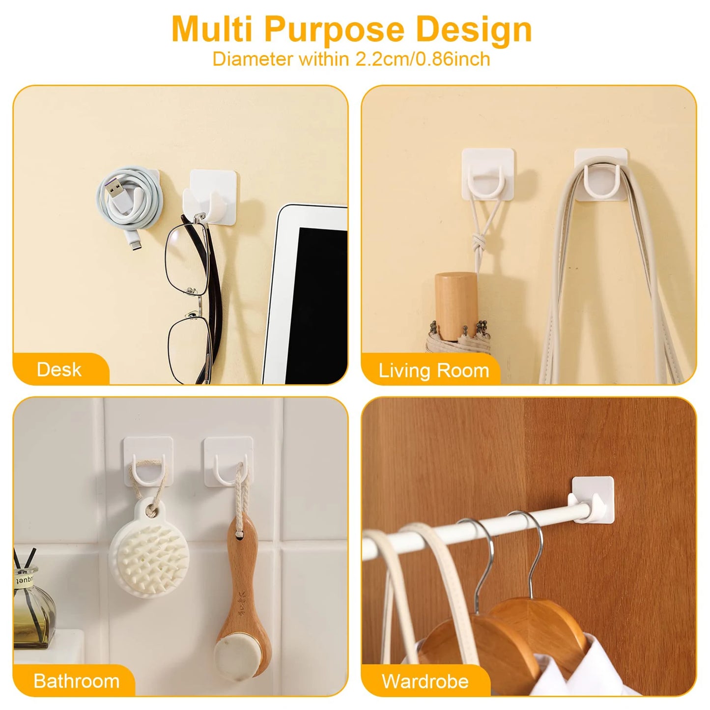 Modern Self-Adhesive Curtain Rod Bracket Hooks – No-Drill Wall Mount Holder (2/4/8 Pack) | CH1008
