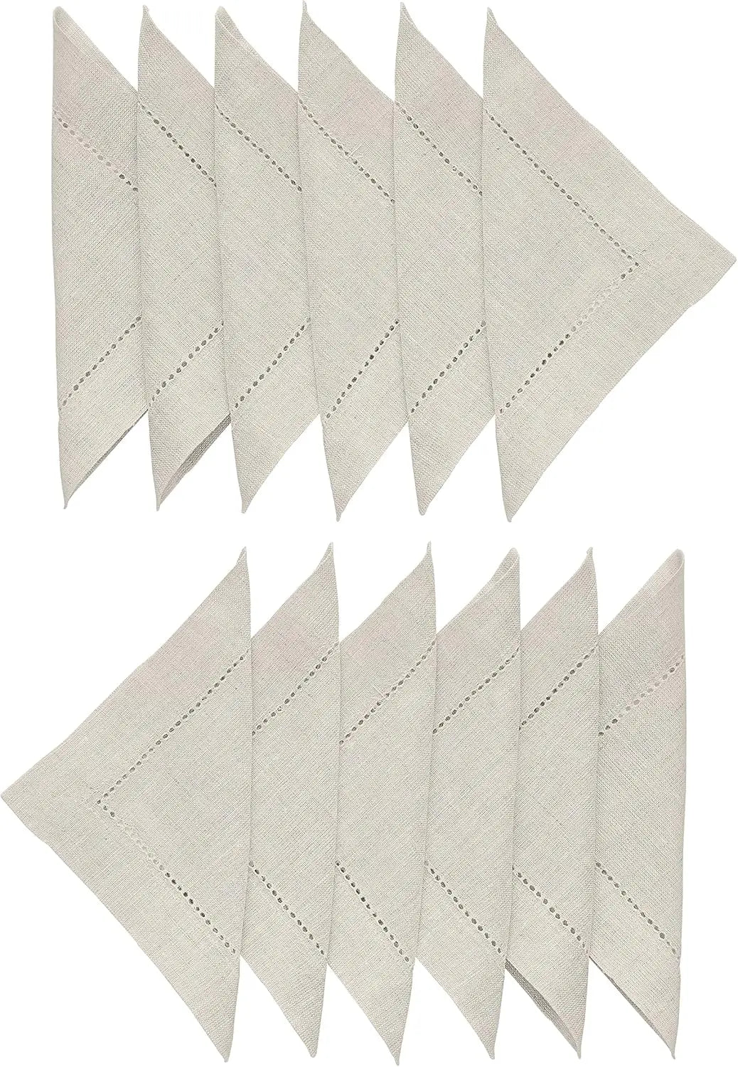 24-Piece Hemstitch Linen Blend Cocktail Napkins | 6x6 Classic White Square Cloths for Weddings, Bar Cart & Minimalist Dining