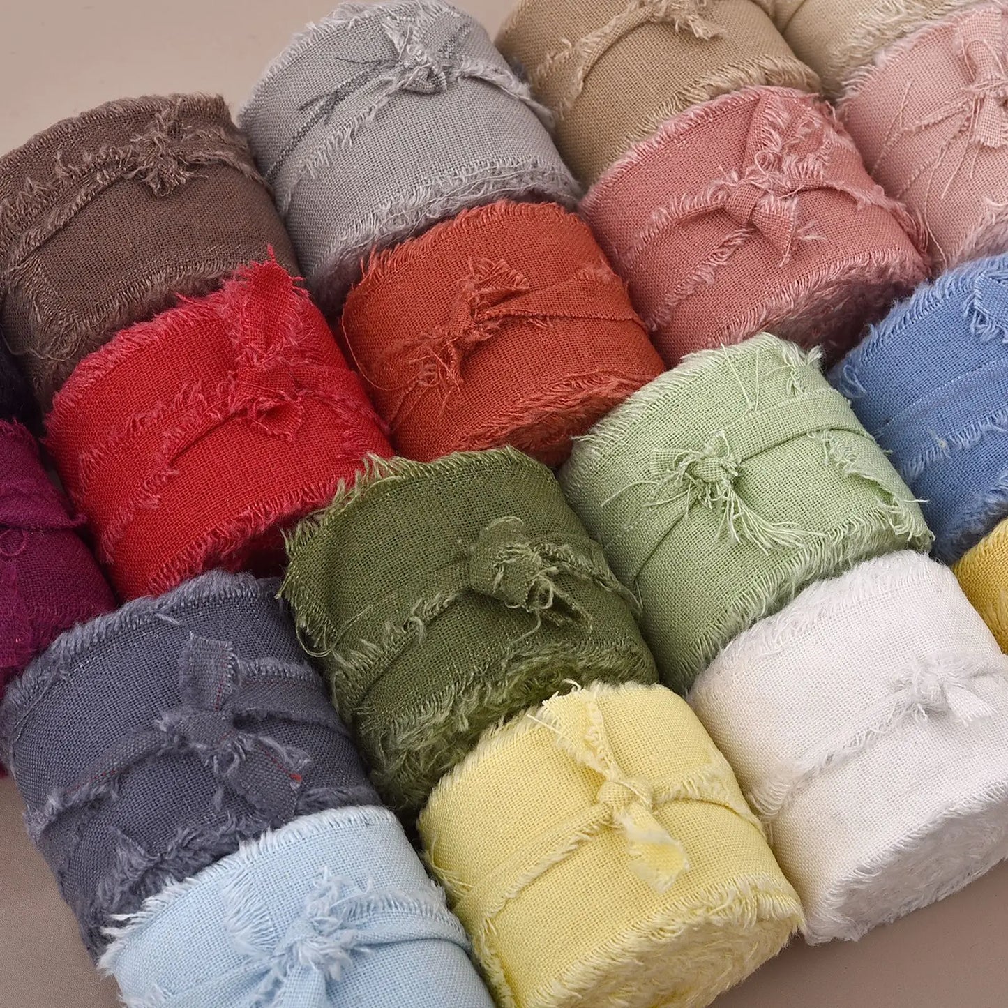 Cotton Linen Frayed Ribbon | 1 1/2" x 5 Yards | Gift Wrapping & Wedding Decor