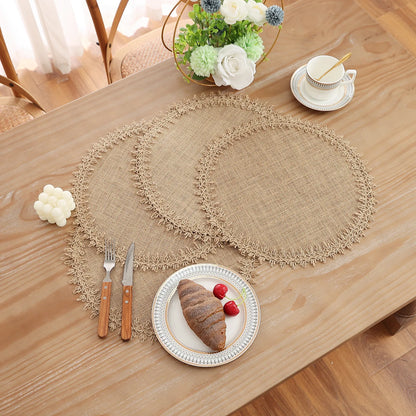 Set of 4 Rustic Round Braided Placemats | Woven Farmhouse Sunflower Table Mats for Everyday & Holiday Dining