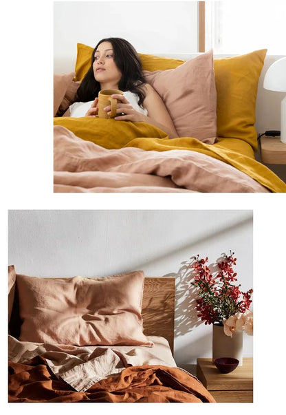 Premium 2-Piece 100% Pure Linen Throw Pillow Covers | Grade A Solid Color Decorative Shams with Hidden Zipper