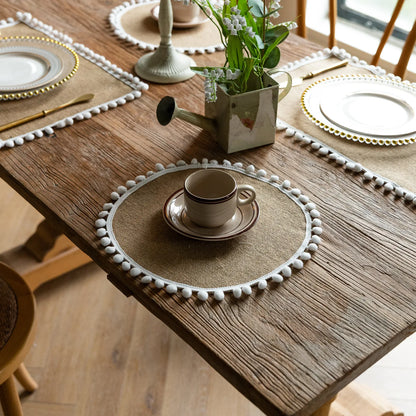 Set of 4 Rustic Round Braided Placemats | Woven Farmhouse Sunflower Table Mats for Everyday & Holiday Dining