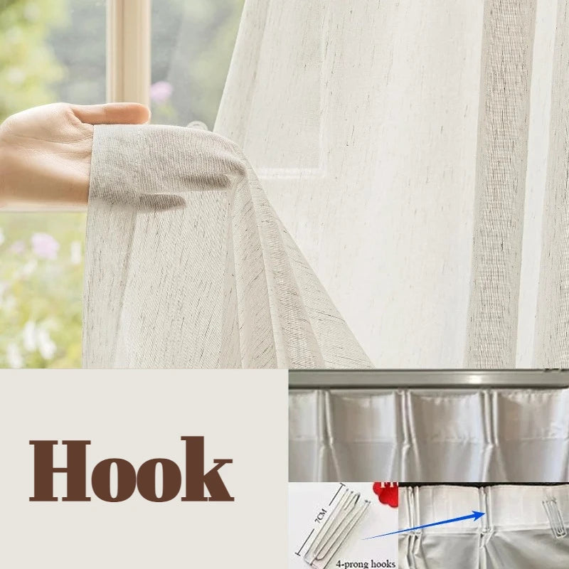 Linen Textured Tulle S-Fold Sheer Curtains | CD1029