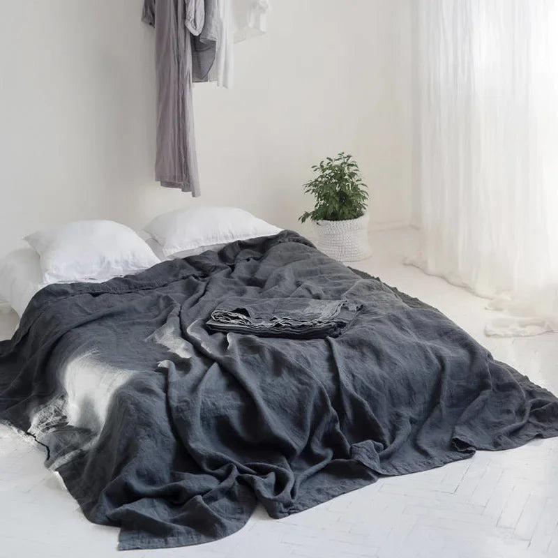 100% Pure French Linen Flat Sheet | Stone-Washed OEKO-TEX Certified Top Sheet for Hot Sleepers (1 PC)