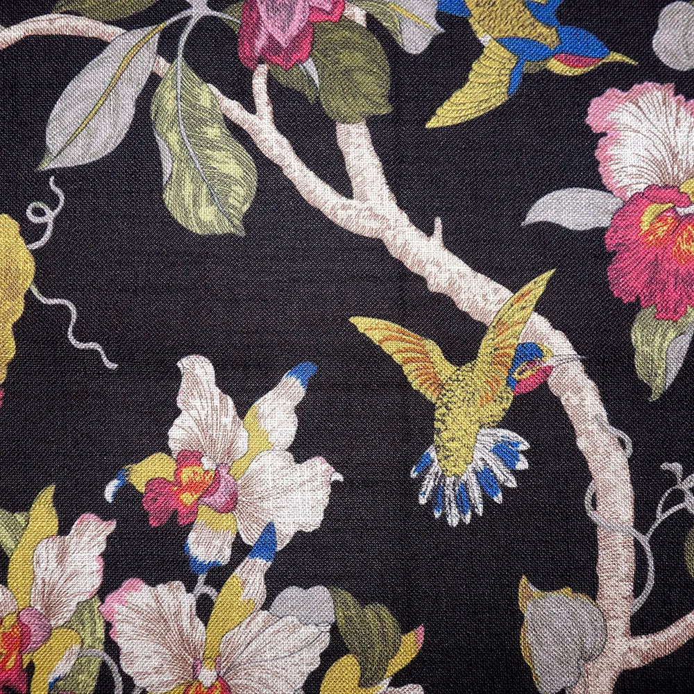 Premium Floral Hummingbird Tropical Botanical Print Blend Cotton, CA1004