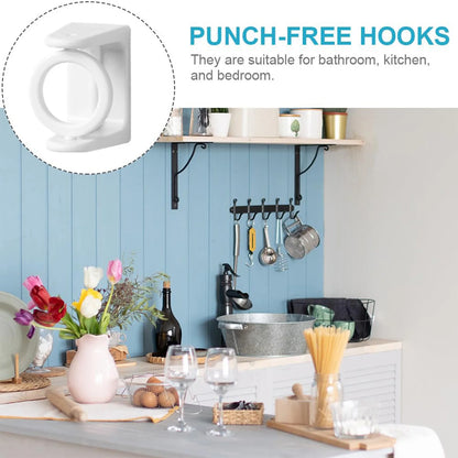 Modern Self-Adhesive Curtain Rod Bracket Hooks – No-Drill Wall Mount Holder (2/4/8 Pack) | CH1008