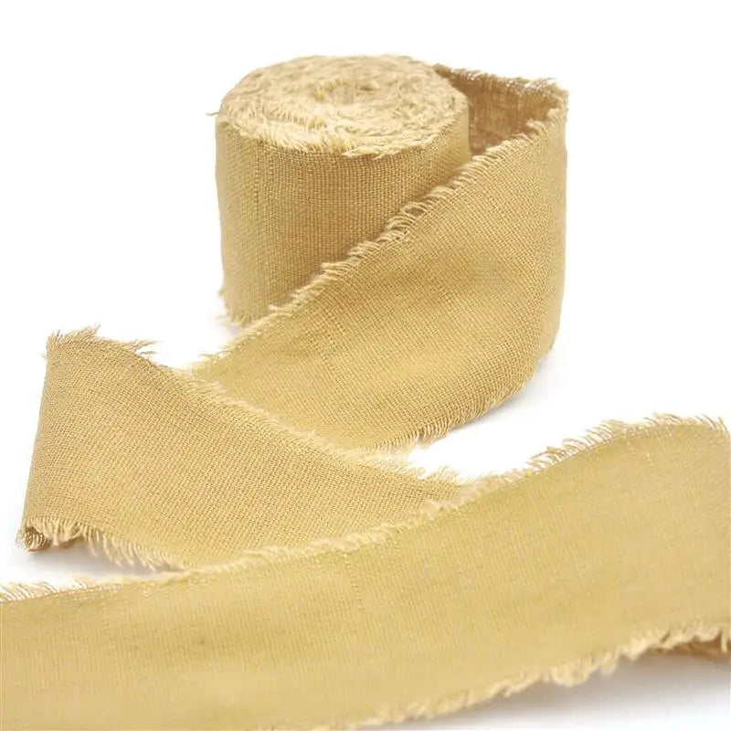 Cotton Linen Frayed Ribbon | 1 1/2" x 5 Yards | Gift Wrapping & Wedding Decor