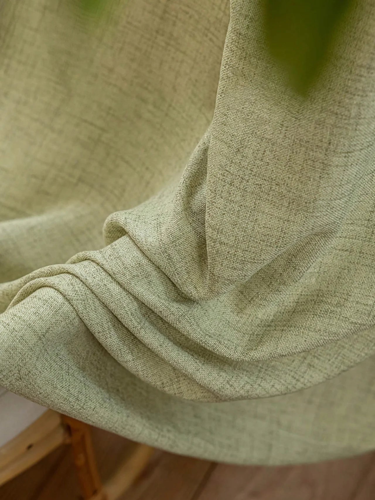 Sage Green Faux Linen Biophilic Blackout Curtains, CD1005