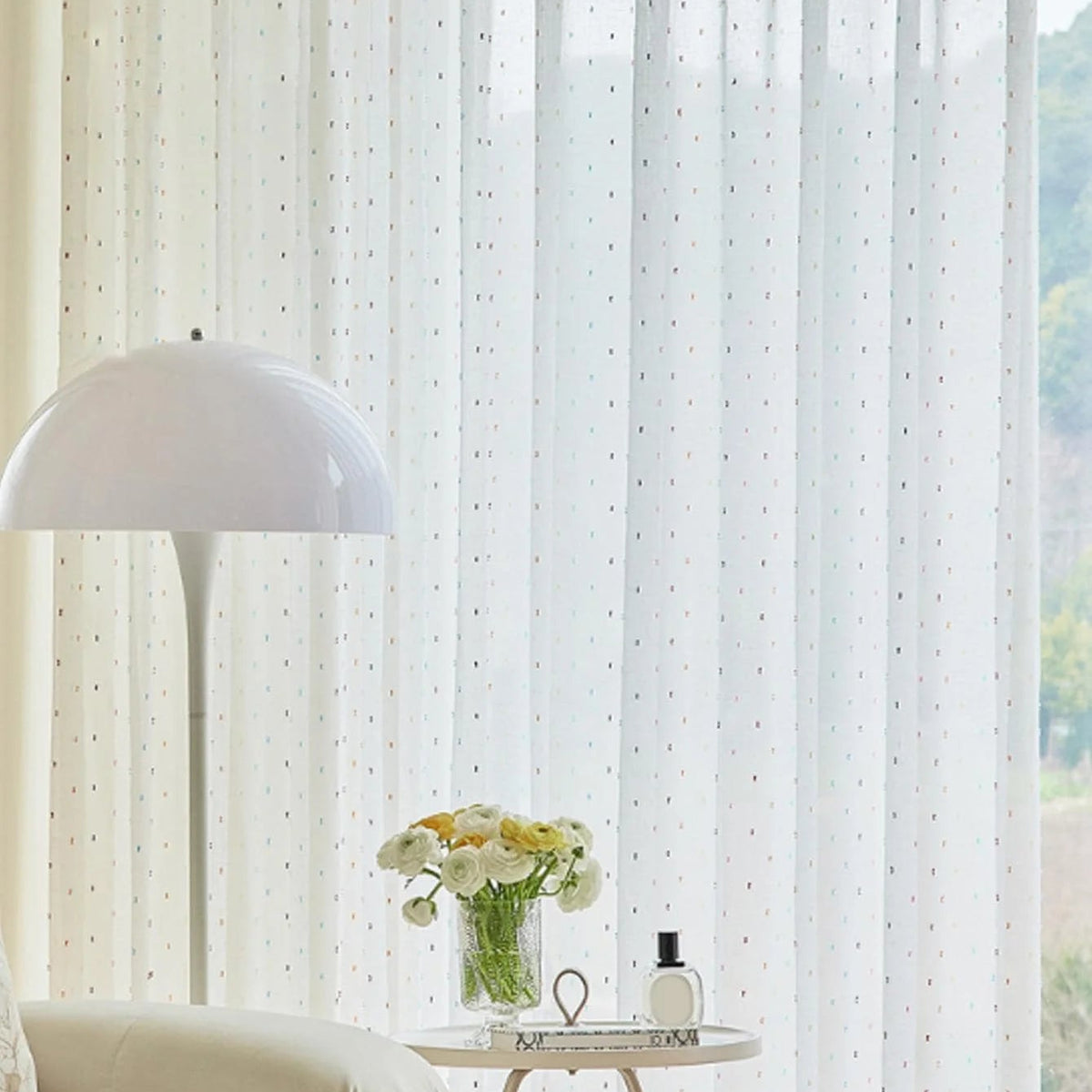 Rainbow Bean Nursery Window Decor Sheer Curtain Panel | CD1047
