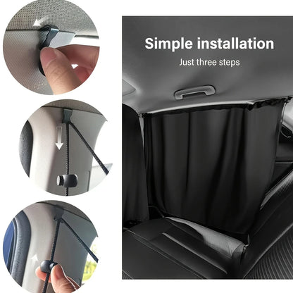 4-Piece Car Privacy Curtain Set | Synthetic Fiber Auto Window Shades for Travel, Napping & Car Camping | Detachable Interior Divider | CD1014