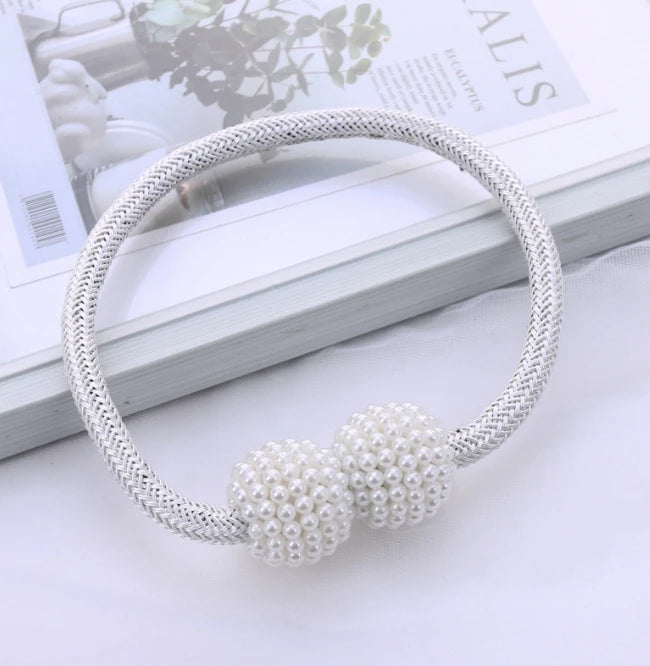 Pearl Magnetic Curtain Tie Back | No Drill Curtain Holder | Decorative Buckle