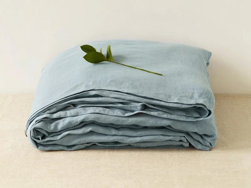 3-Piece 100% Washed Linen Sheet Set | Stone-Washed Pure Flax Flat Sheet & Pillowcases for Modern Farmhouse Bedding