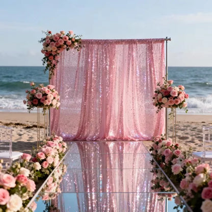 2-Panel Sequin Backdrop Curtain Set – Seamless Glitter Photography Background for Weddings, Parties & Events | CDE1026