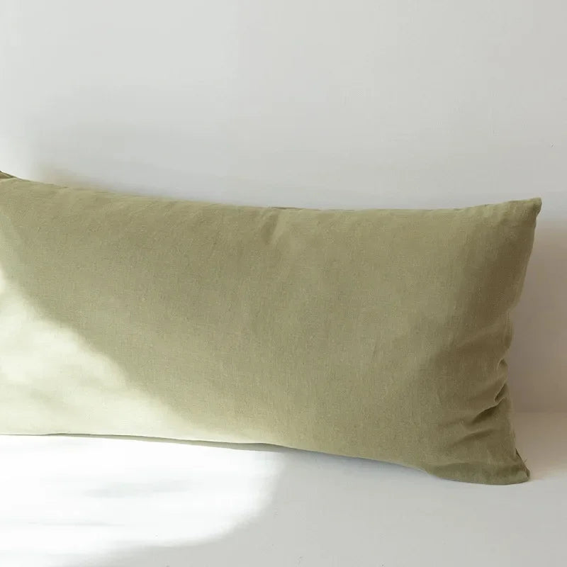 Double Long Pillowcase 100% Pure Linen Pillow Case Euro Sham for Bed, Envelope Cushion Cover Antibacterial Anti-mite