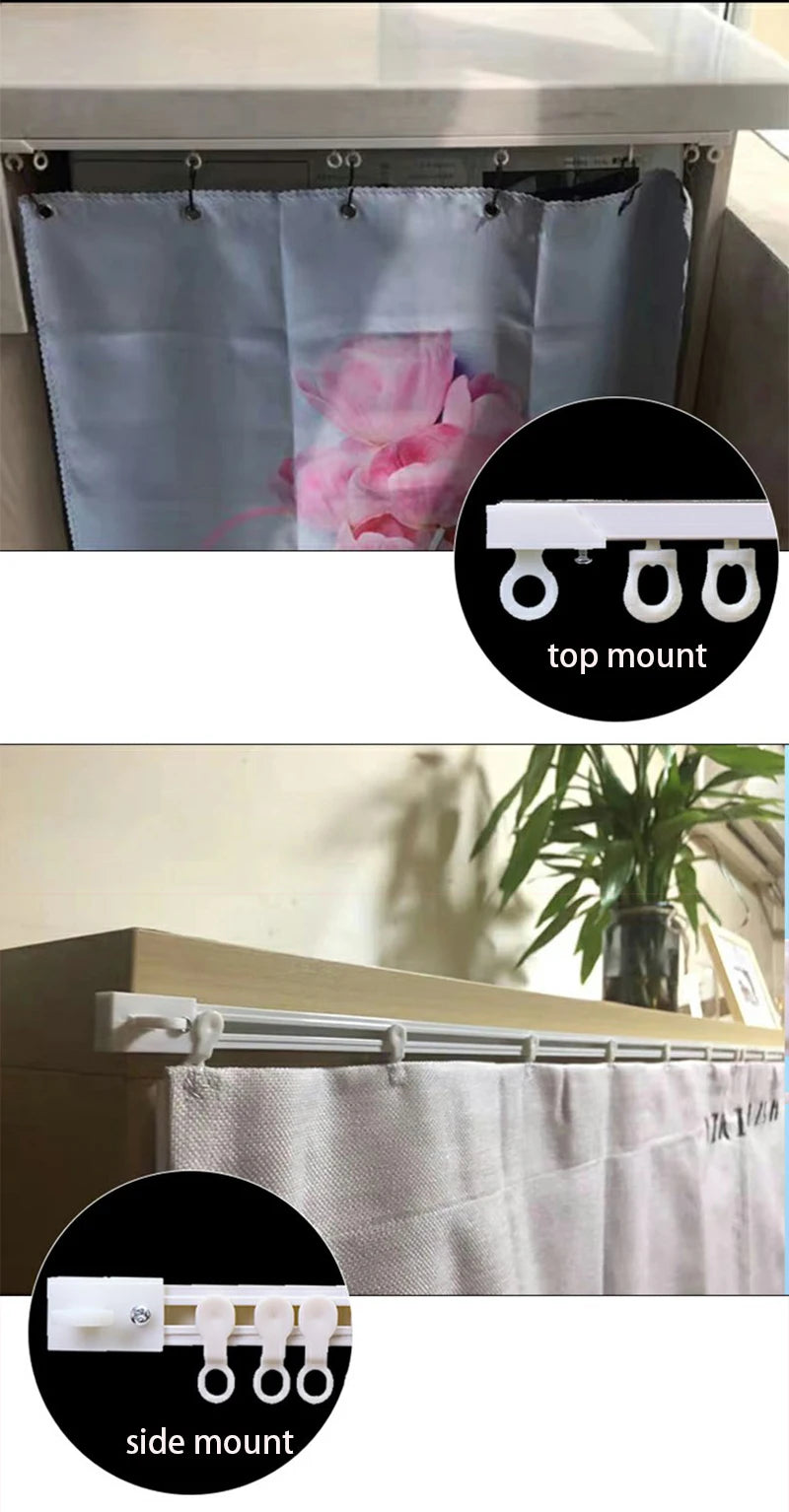 Self-Adhesive Silent Curtain Track, No-Drill Top & Side Mount Rail for Smooth Surfaces | CH1007