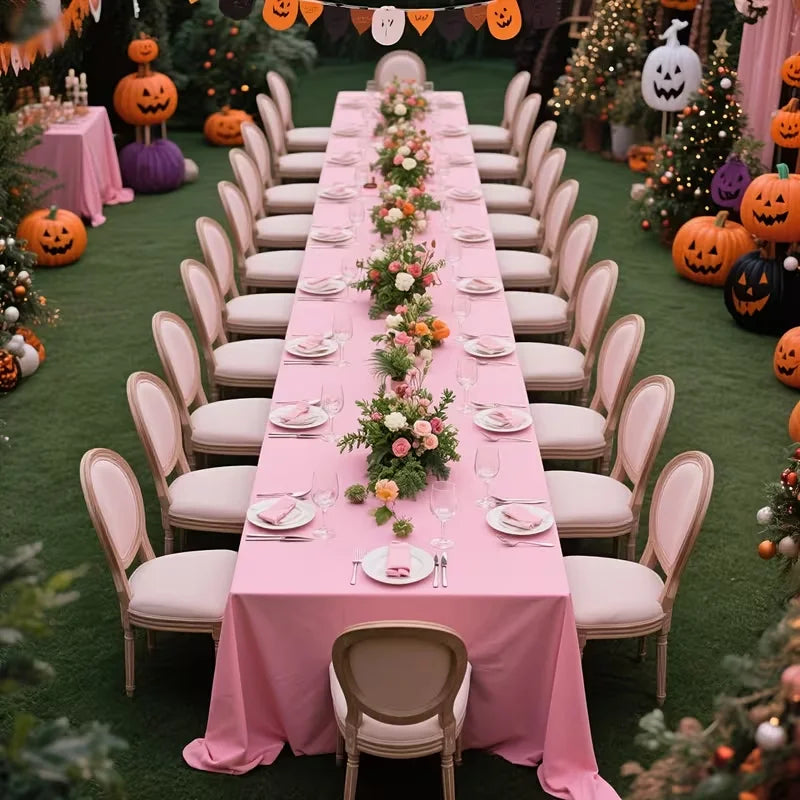 Wrinkle-resistant White Tablecloth,Stretchable Large-size,for Dessert and Tea Break Tables Fits Birthday,Wedding,Engagement