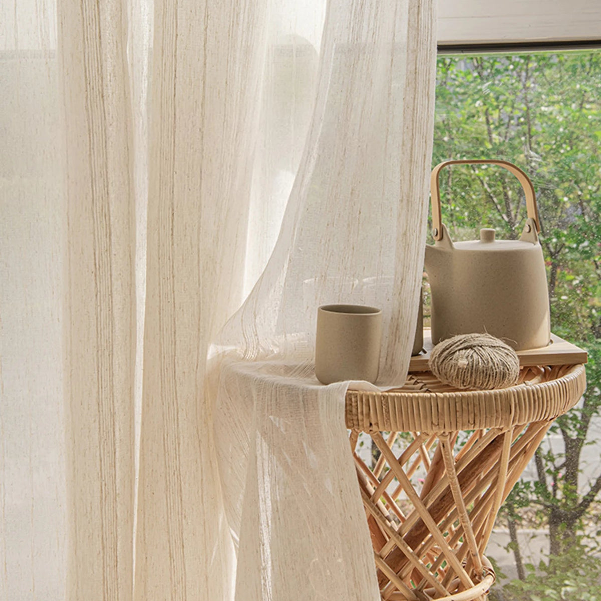 Japanese Style Textured Faux Linen Curtains | CD1035