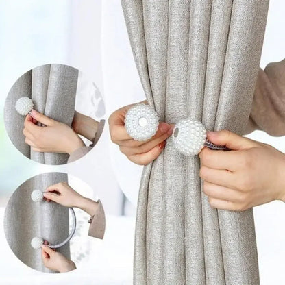 Pearl Magnetic Curtain Tie Back | No Drill Curtain Holder | Decorative Buckle