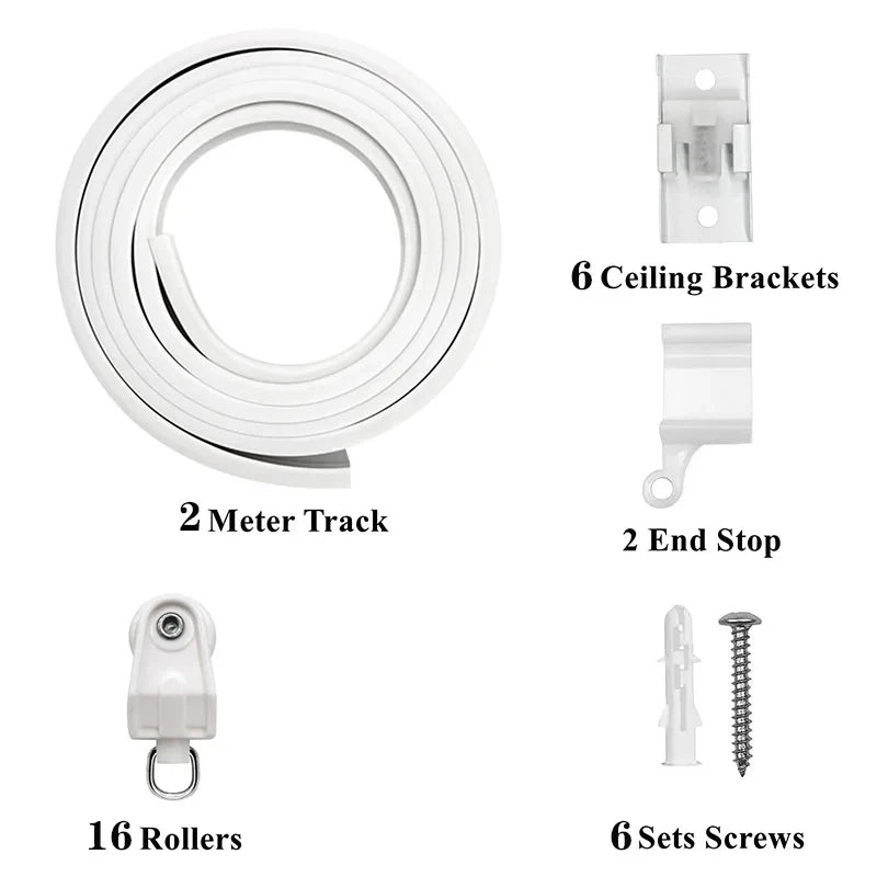 Flexible Bendable Curtain Track Set, Silent Room Divider & Window Rail, CH1004