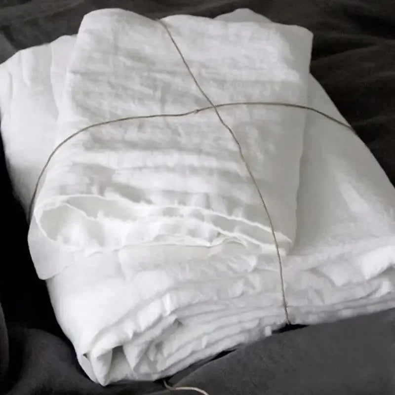 3-Piece 100% Washed Linen Sheet Set | Stone-Washed Pure Flax Flat Sheet & Pillowcases for Modern Farmhouse Bedding