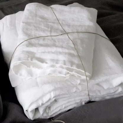 3-Piece 100% Washed Linen Sheet Set | Stone-Washed Pure Flax Flat Sheet & Pillowcases for Modern Farmhouse Bedding