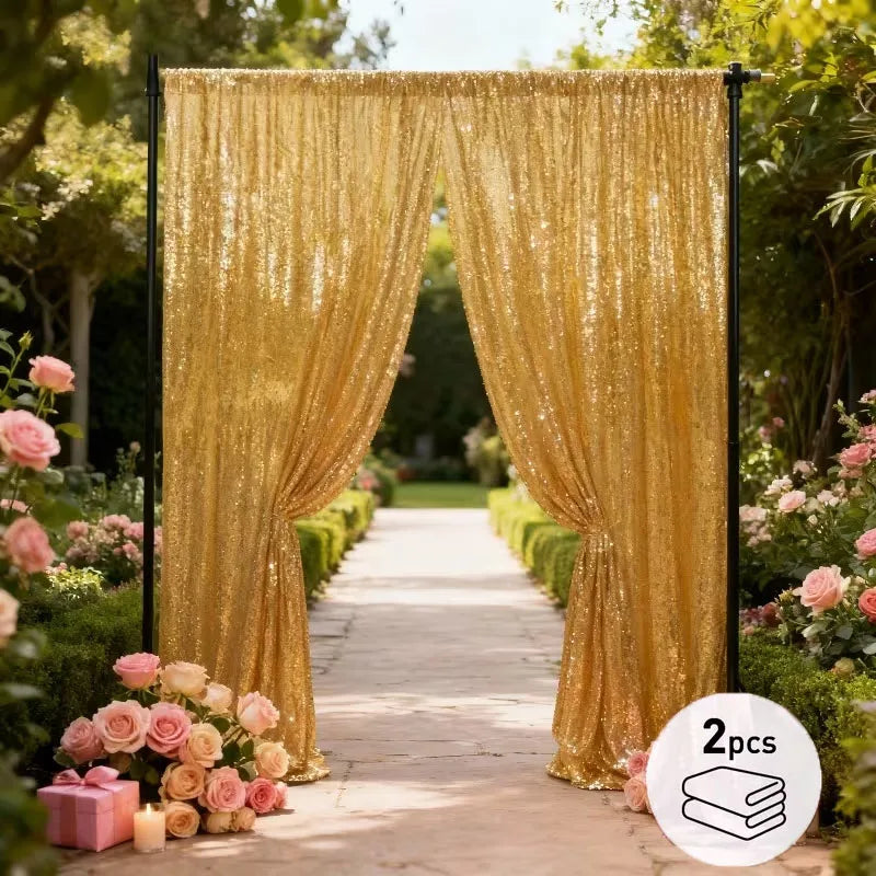 2-Panel Sequin Backdrop Curtain Set – Seamless Glitter Photography Background for Weddings, Parties & Events | CDE1026