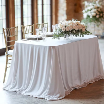 Wrinkle-resistant White Tablecloth,Stretchable Large-size,for Dessert and Tea Break Tables Fits Birthday,Wedding,Engagement