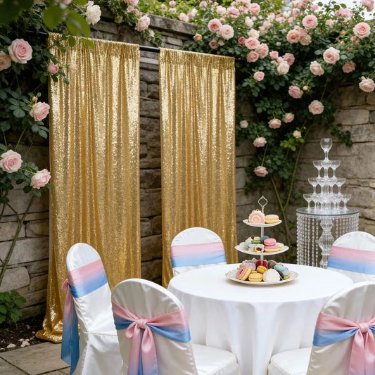 2-Panel Sequin Backdrop Curtain Set – Seamless Glitter Photography Background for Weddings, Parties & Events | CDE1026