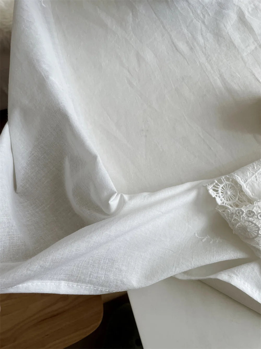 Luxury French Floral Embroidered White Cotton Tablecloth – Handmade Lace Rectangular Cover for Weddings & Dining |