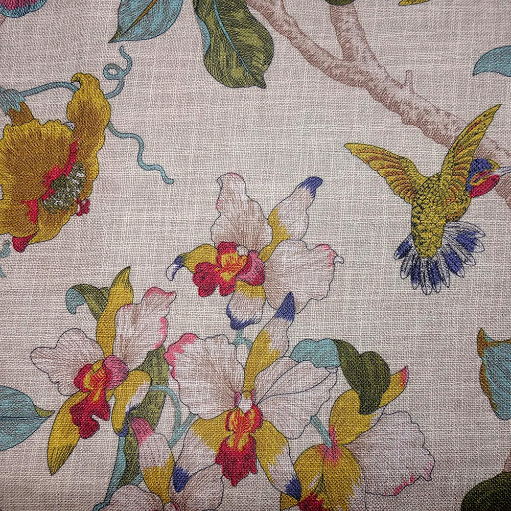 Premium Floral Hummingbird Tropical Botanical Print Blend Cotton, CA1004