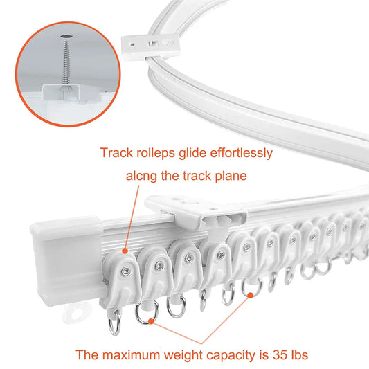 Flexible Bendable Curtain Track Set, Silent Room Divider & Window Rail, CH1004