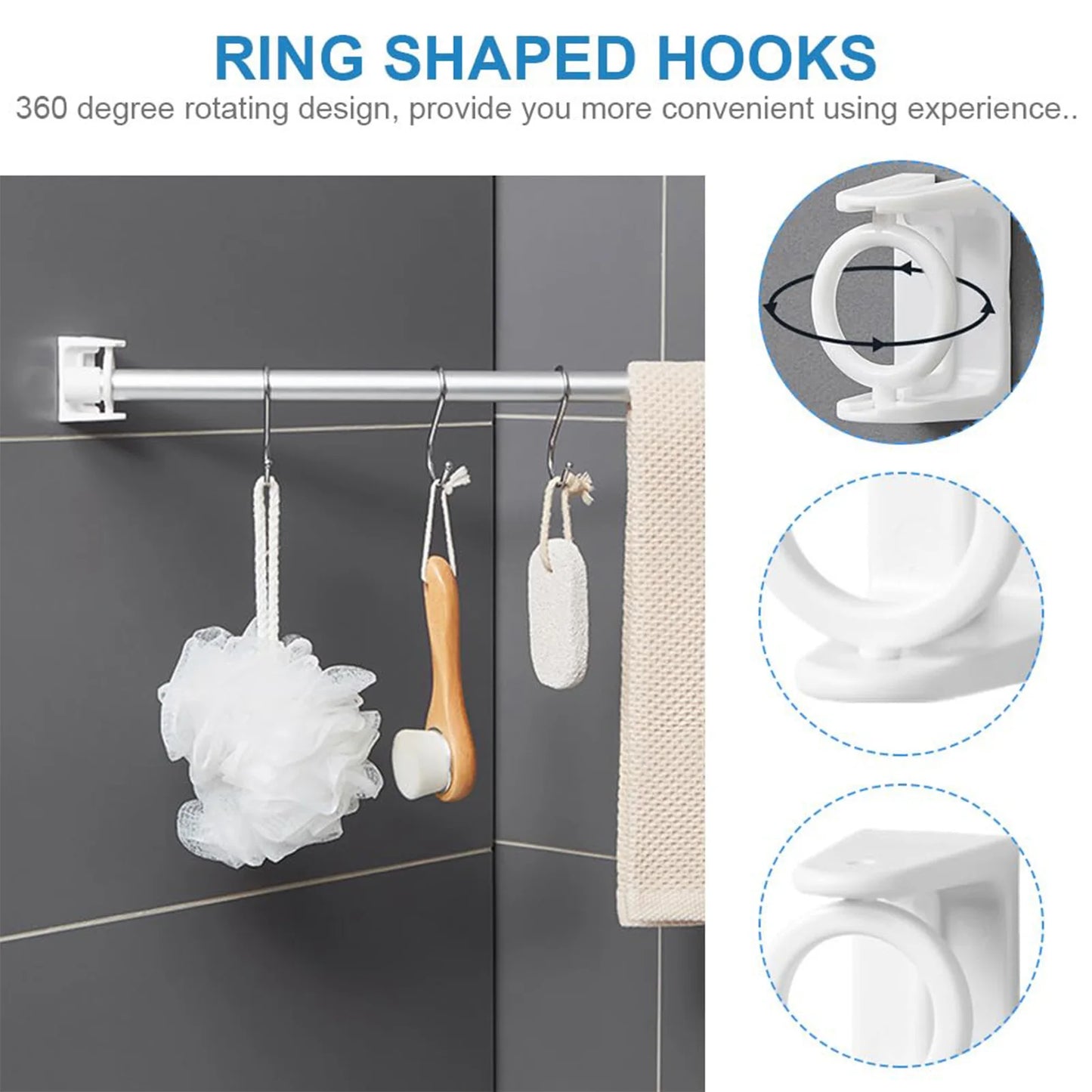 Modern Self-Adhesive Curtain Rod Bracket Hooks – No-Drill Wall Mount Holder (2/4/8 Pack) | CH1008