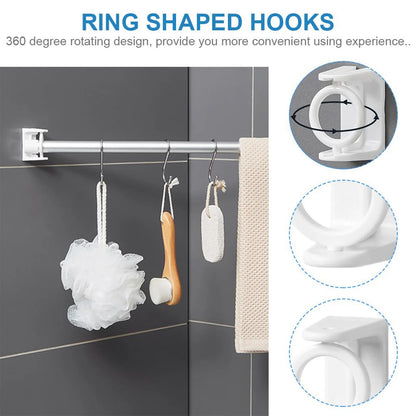 Modern Self-Adhesive Curtain Rod Bracket Hooks – No-Drill Wall Mount Holder (2/4/8 Pack) | CH1008