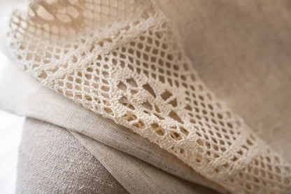 Cream Boho Tassel Window Curtain | 1-Panel Linen-Look Hollow Crochet Drape for Modern Farmhouse & Japandi Living Spaces | CD1021