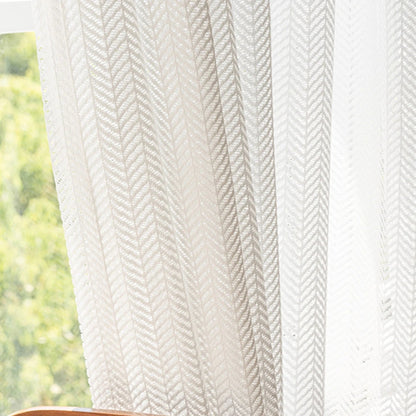White Herringbone Jacquard Curtains | Modern Textured Window Drapes | CD1044