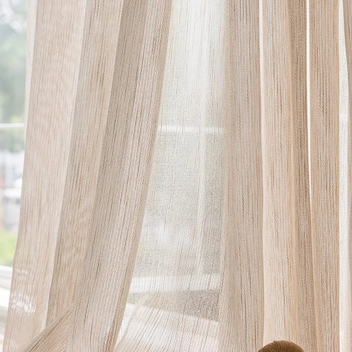 Beige Sheer Farmhouse Linen Curtain | CD1042